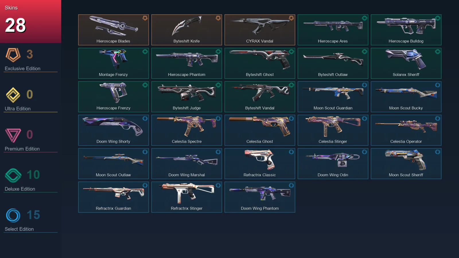 EU | Lv114 | Unranked | 28 Skin | 28 Agent | 41 Buddy