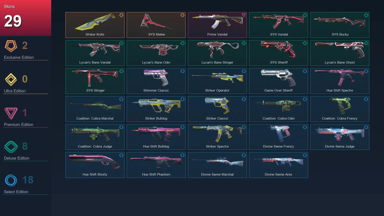 AP | Lv69 | Unranked | 29 Skin | 16 Agent | 35 Buddy