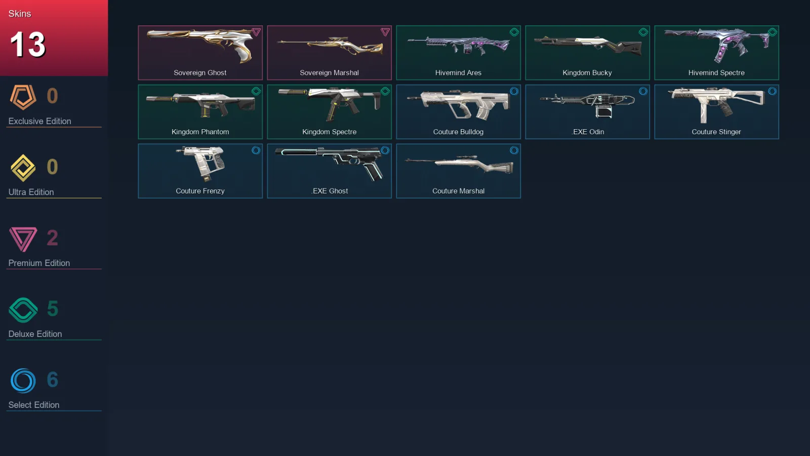 NA | Lv18 | Unranked | 13 Skin | 10 Agent | 13 Buddy