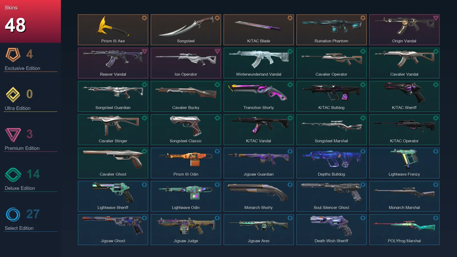 AP | Lv141 | Unranked | 48 Skin | 25 Agent | 58 Buddy — Valorant account