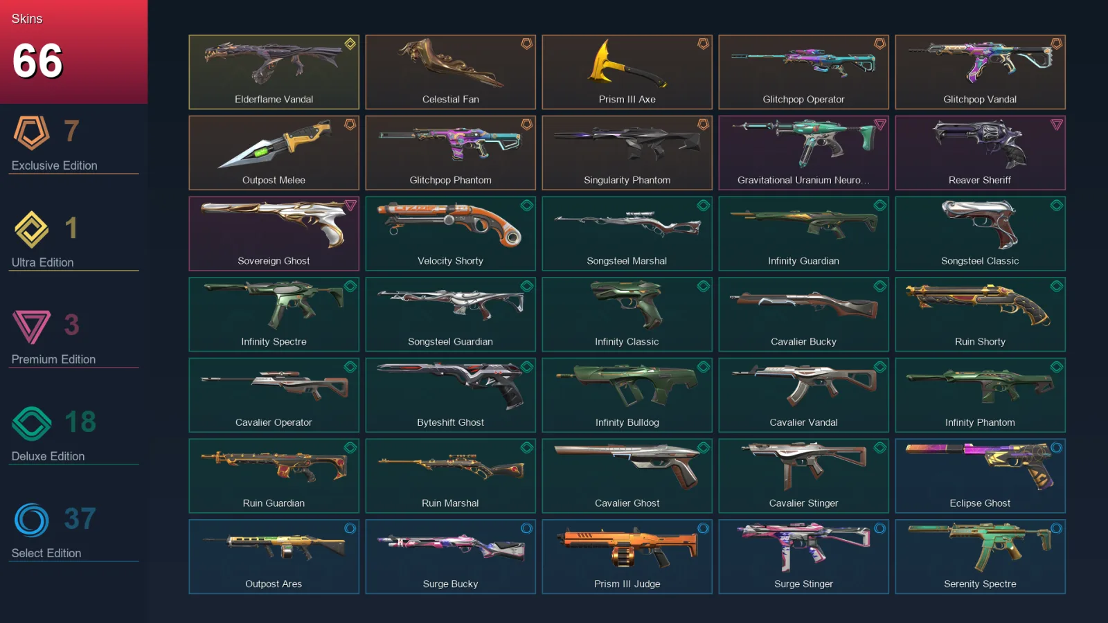 EU | Lv156 | Unranked | 66 Skin | 28 Agent | 101 Buddy