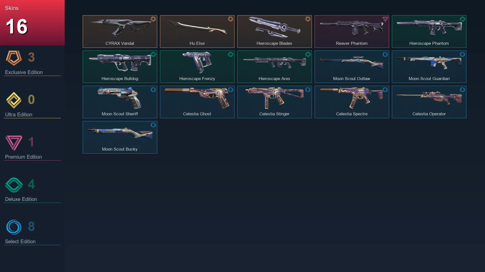 EU | Lv48 | Unranked | 16 Skin | 18 Agent | 25 Buddy