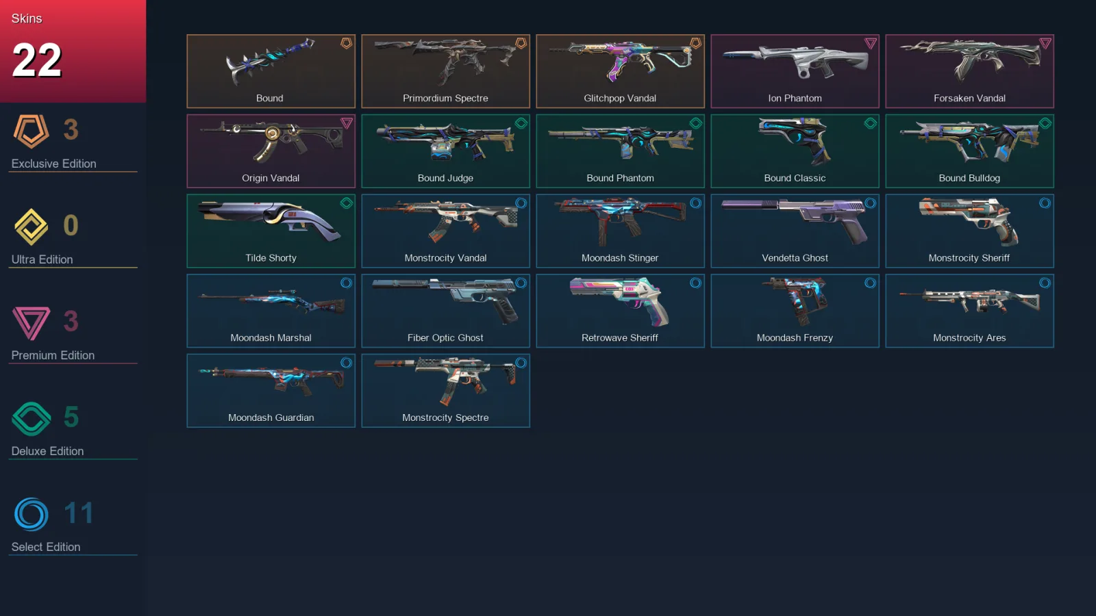 AP | Lv143 | Unranked | 22 Skin | 26 Agent | 54 Buddy — Ion Phantom