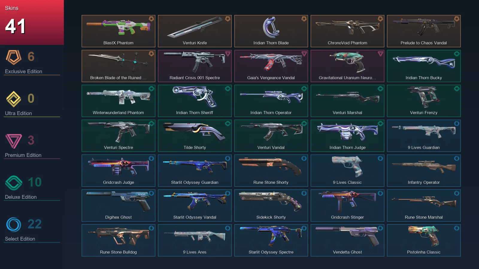 BR | Lv168 | Unranked | 41 Skin | 28 Agent | 83 Buddy — Valorant account