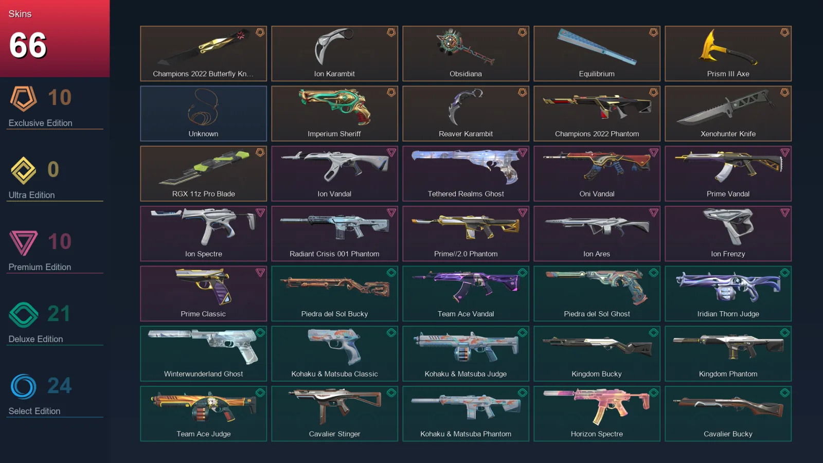 NA | Lv94 | Unranked | 66 Skin | 27 Agent | 62 Buddy