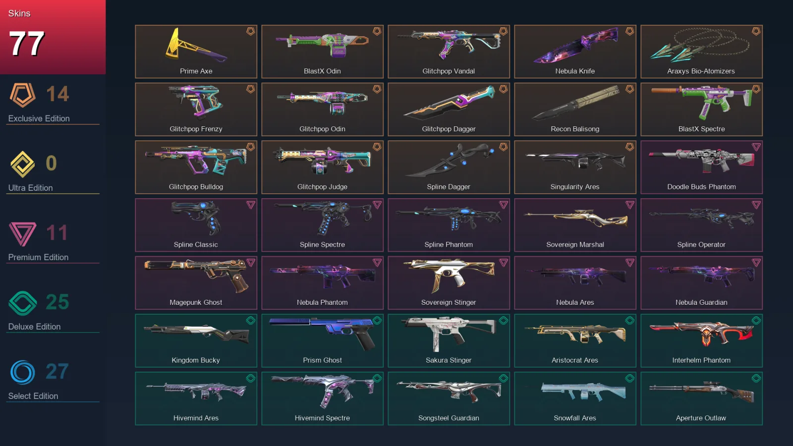 NA | Lv26 | Unranked | 77 Skin | 8 Agent | 33 Buddy — Valorant account