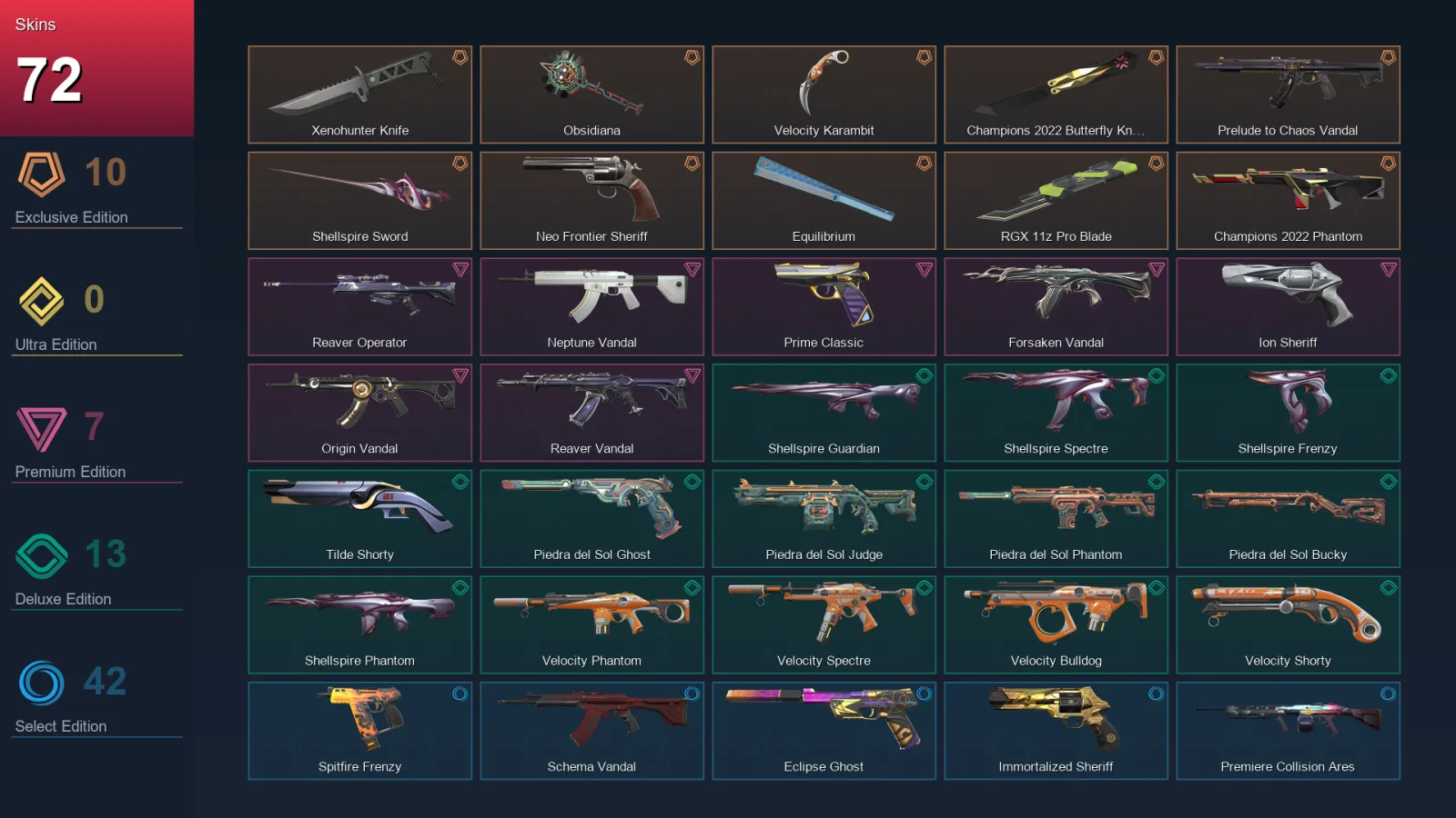 EU | Lv214 | Unranked | 72 Skin | 27 Agent | 118 Buddy