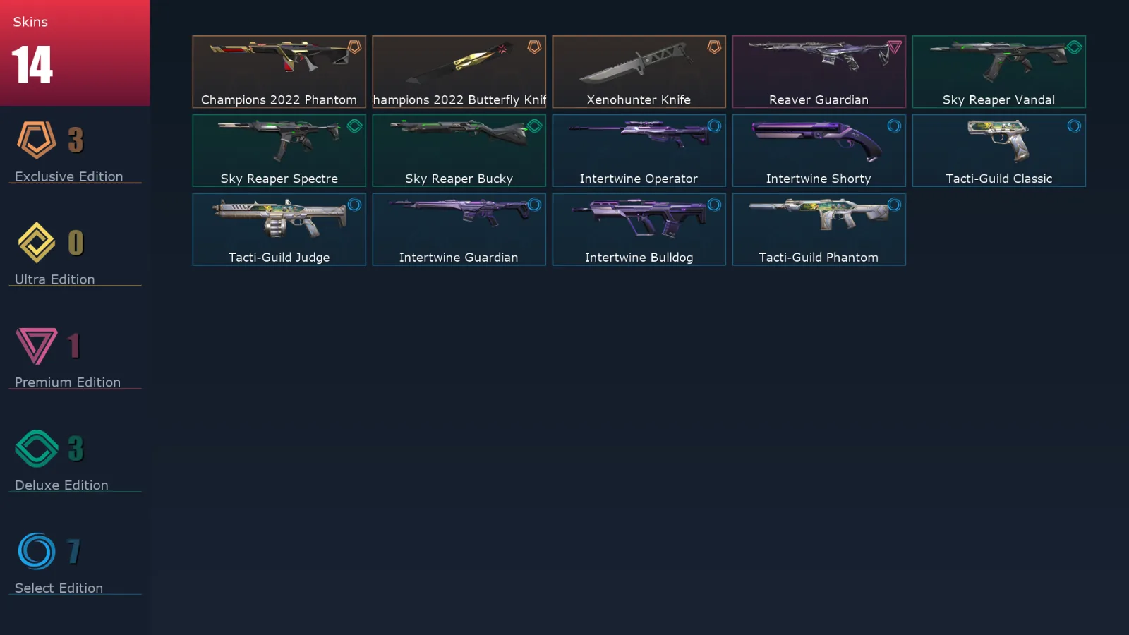 [Valorant] | EU | Level 21 | Silver 1 | 8 Agents | 14 Skins