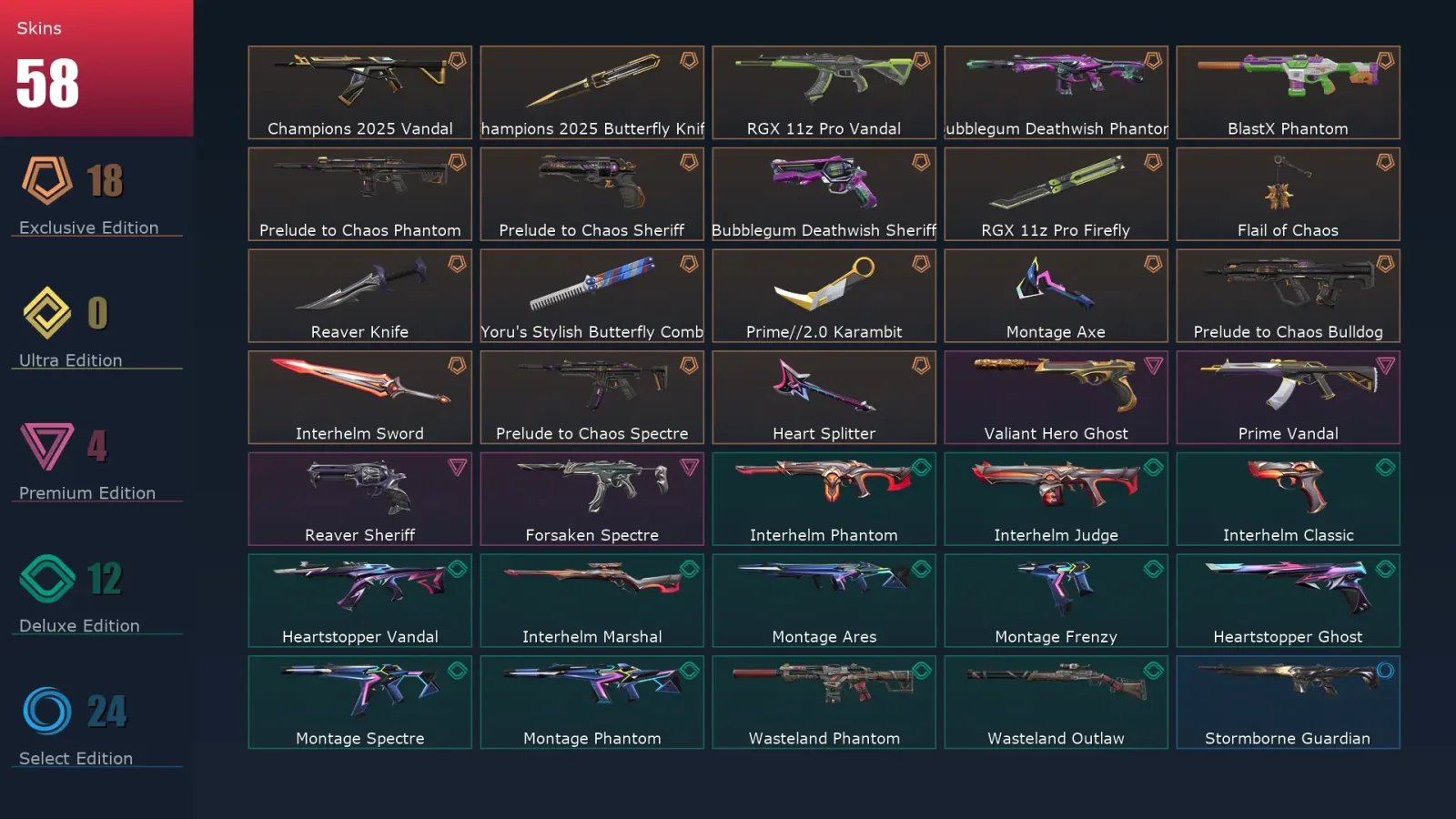 [Valorant] | EU | Level 81 | Diamond 2 | 23 Agents | 58 Skins