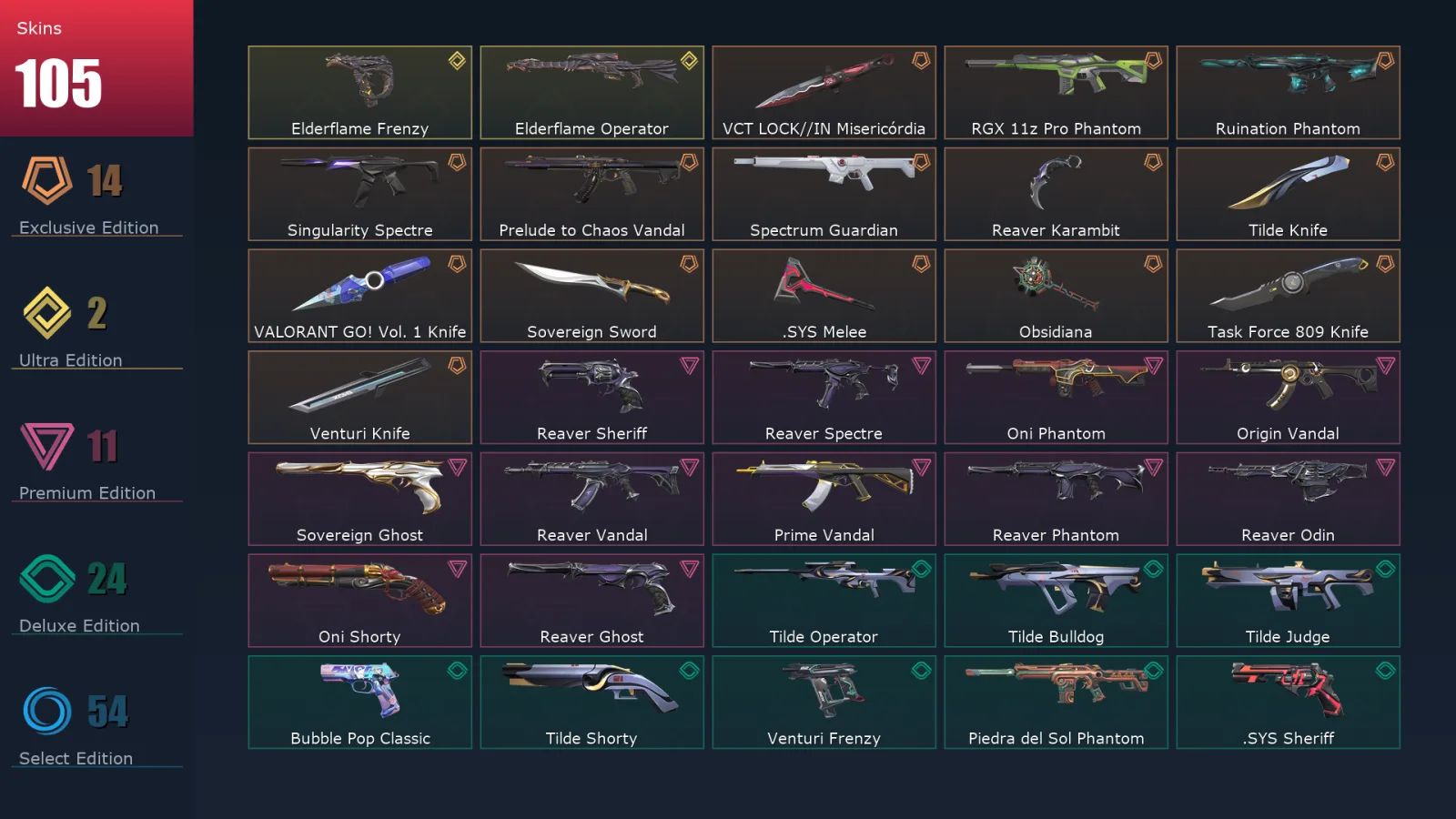 [Valorant] | EU | Level 373 | 29 Agents | 105 Skins