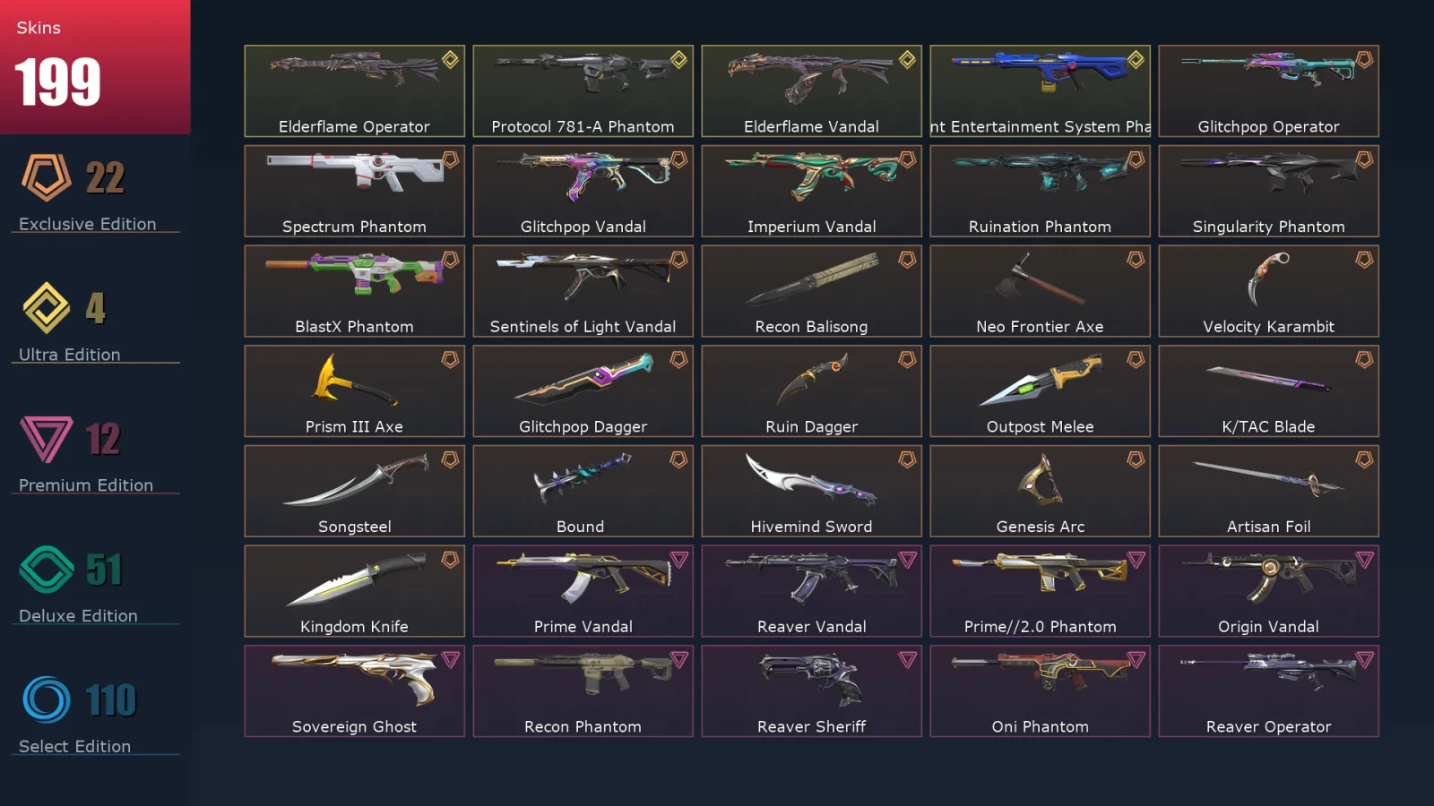 [Valorant] | EU | Level 428 | 26 Agents | 199 Skins