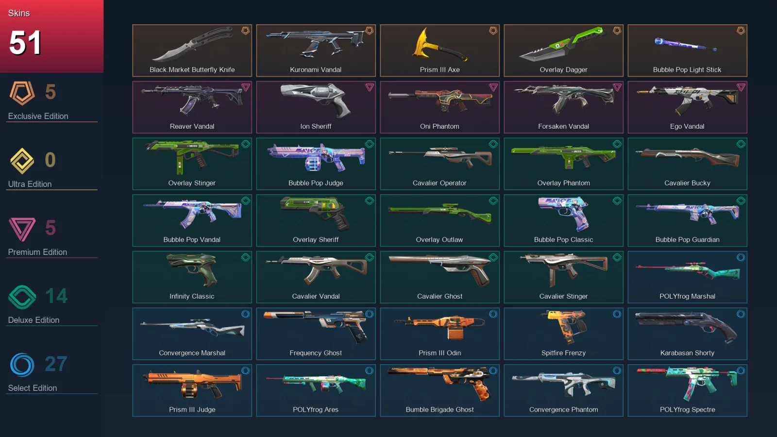 AP | Lv112 | Unranked | 51 Skin | 25 Agent | 72 Buddy