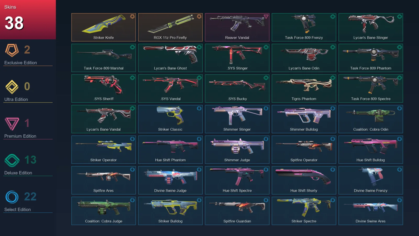 NA | Lv69 | Unranked | 38 Skin | 21 Agent | 44 Buddy