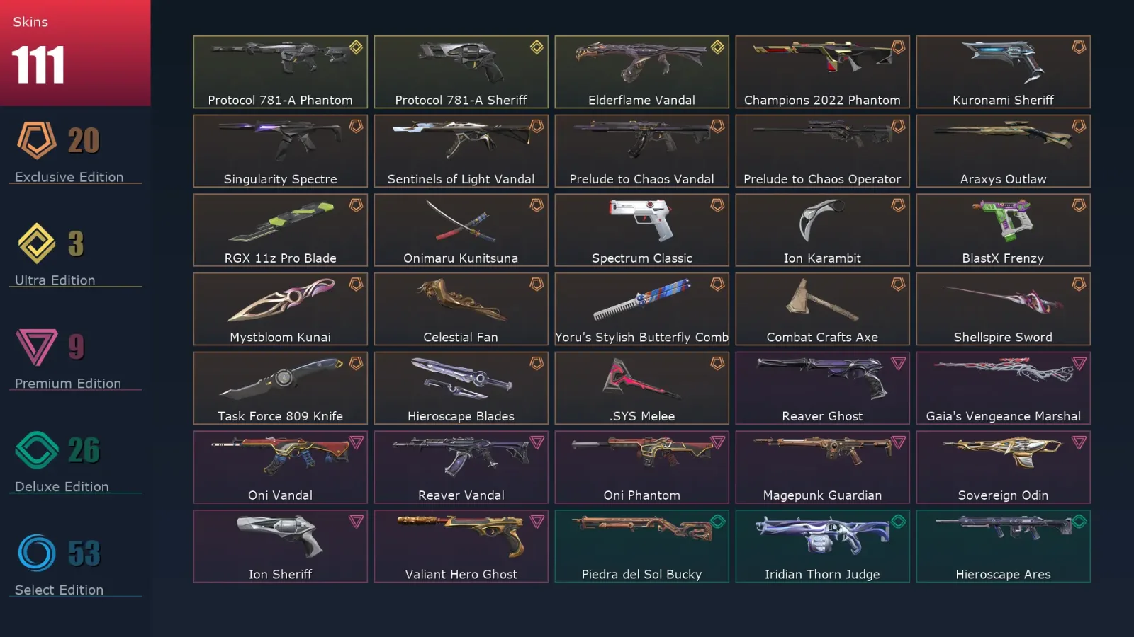 [Valorant] | EU | Level 146 | 27 Agents | 111 Skins — Valorant account