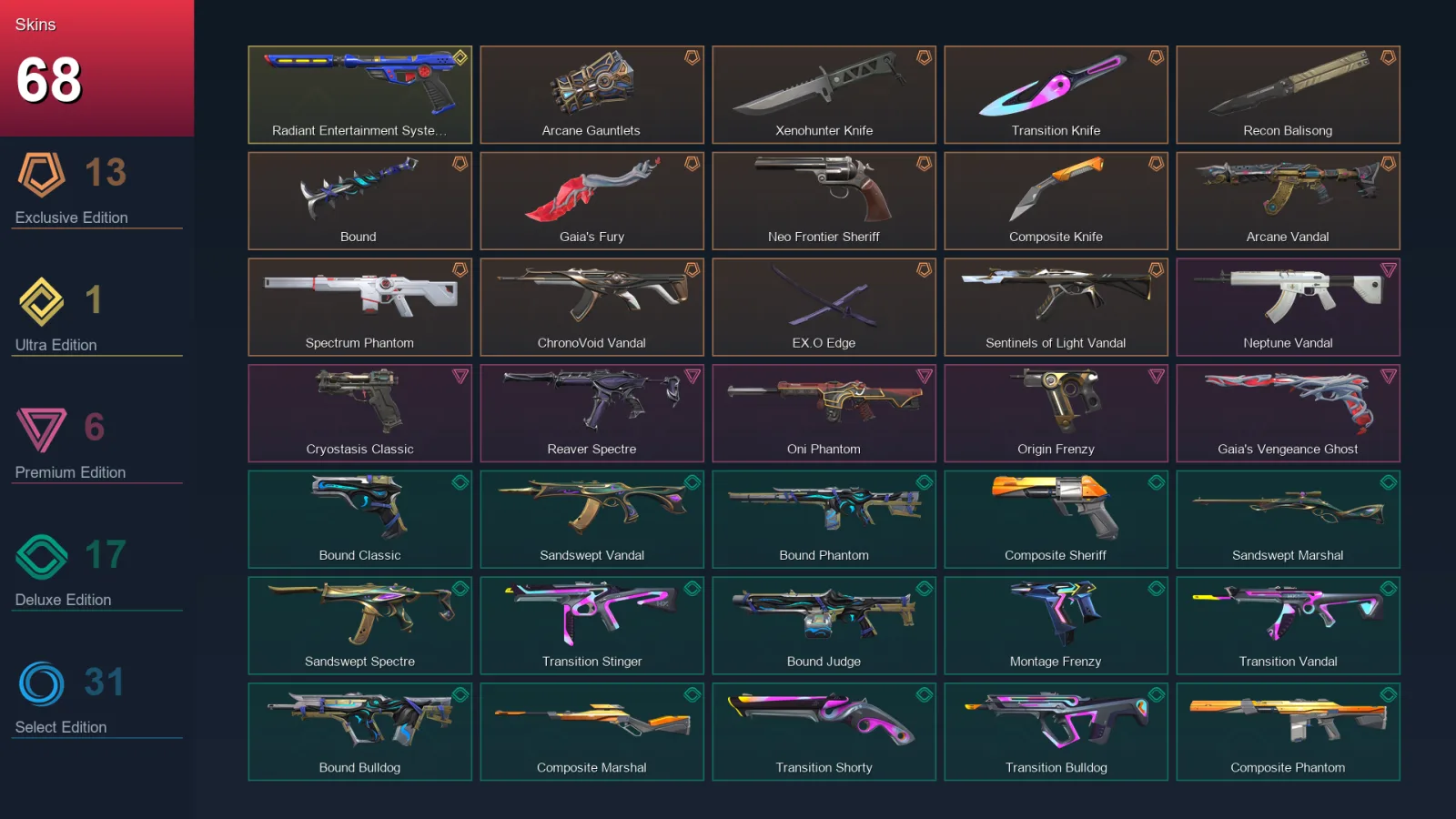 NA | Lv134 | Unranked | 68 Skin | 29 Agent | 72 Buddy — Valorant account