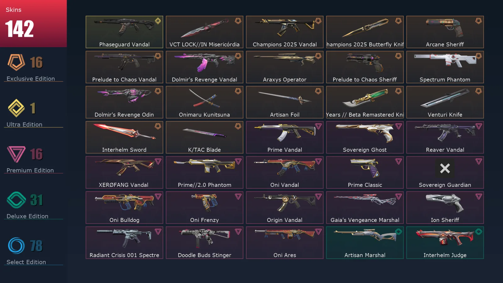 [Valorant] | EU | Level 275 | 28 Agents | 142 Skins