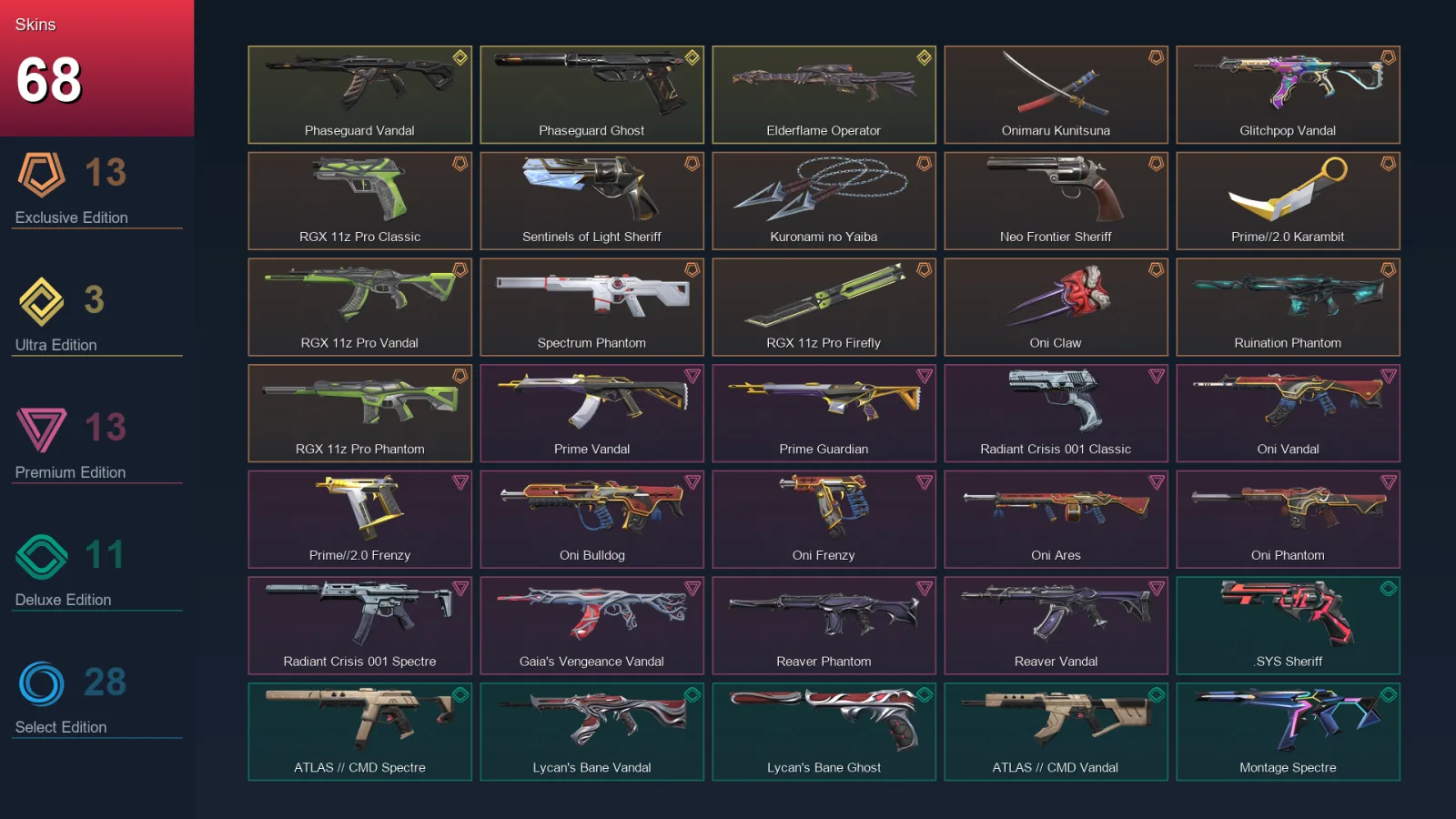 NA | Lv60 | Unranked | 68 Skin | 22 Agent | 52 Buddy — Valorant account