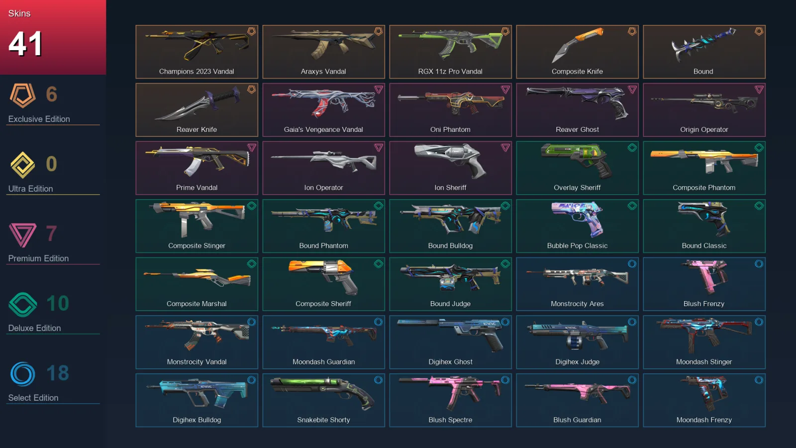 AP | Lv126 | Unranked | 41 Skin | 25 Agent | 64 Buddy