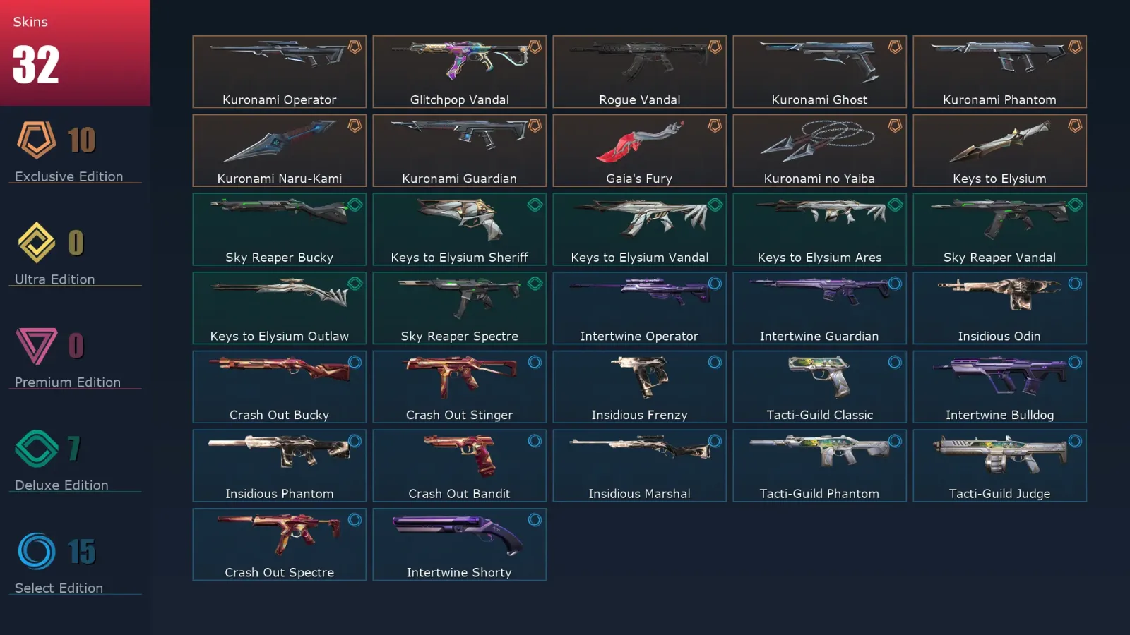 [Valorant] | EU | Level 54 | Ascendant 2 | 16 Agents | 32 Skins