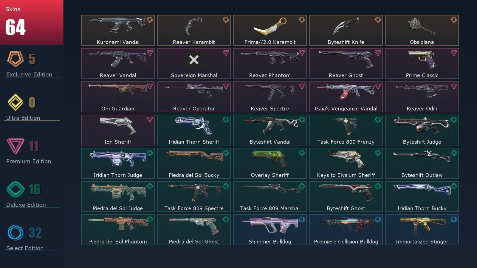 [Valorant] | EU | Level 178 | Diamond 1 | 29 Agents | 64 Skins — Diamond Valorant