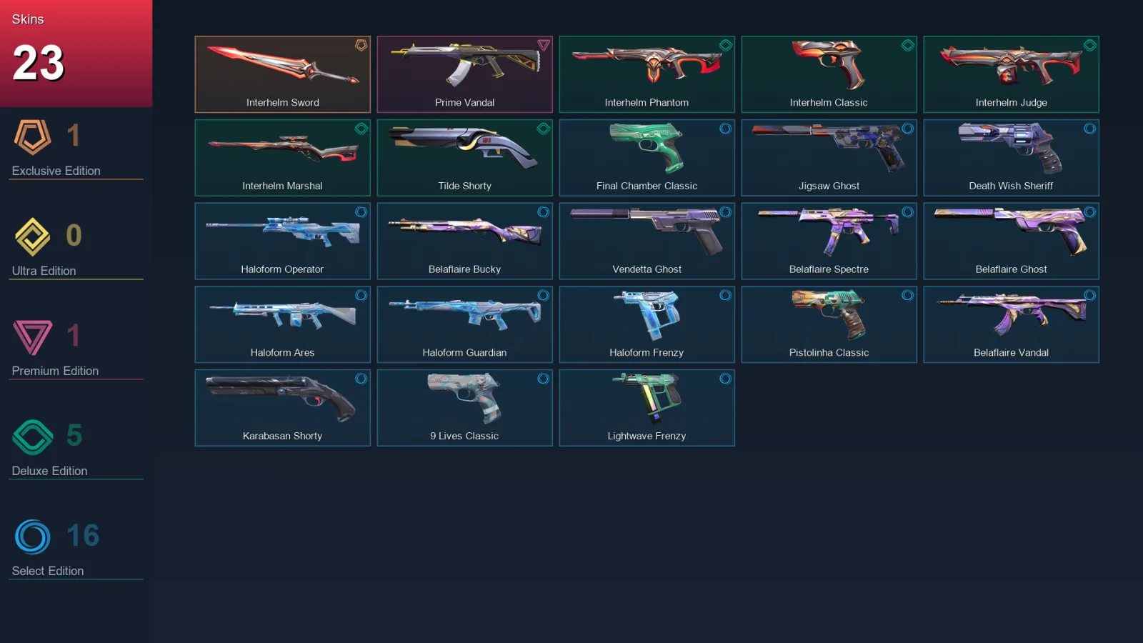 AP | Lv179 | Unranked | 23 Skin | 28 Agent | 73 Buddy