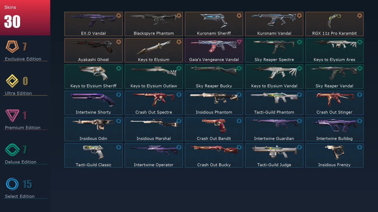 [Valorant] | EU | Level 39 | Platinum 2 | 11 Agents | 30 Skins — Valorant account
