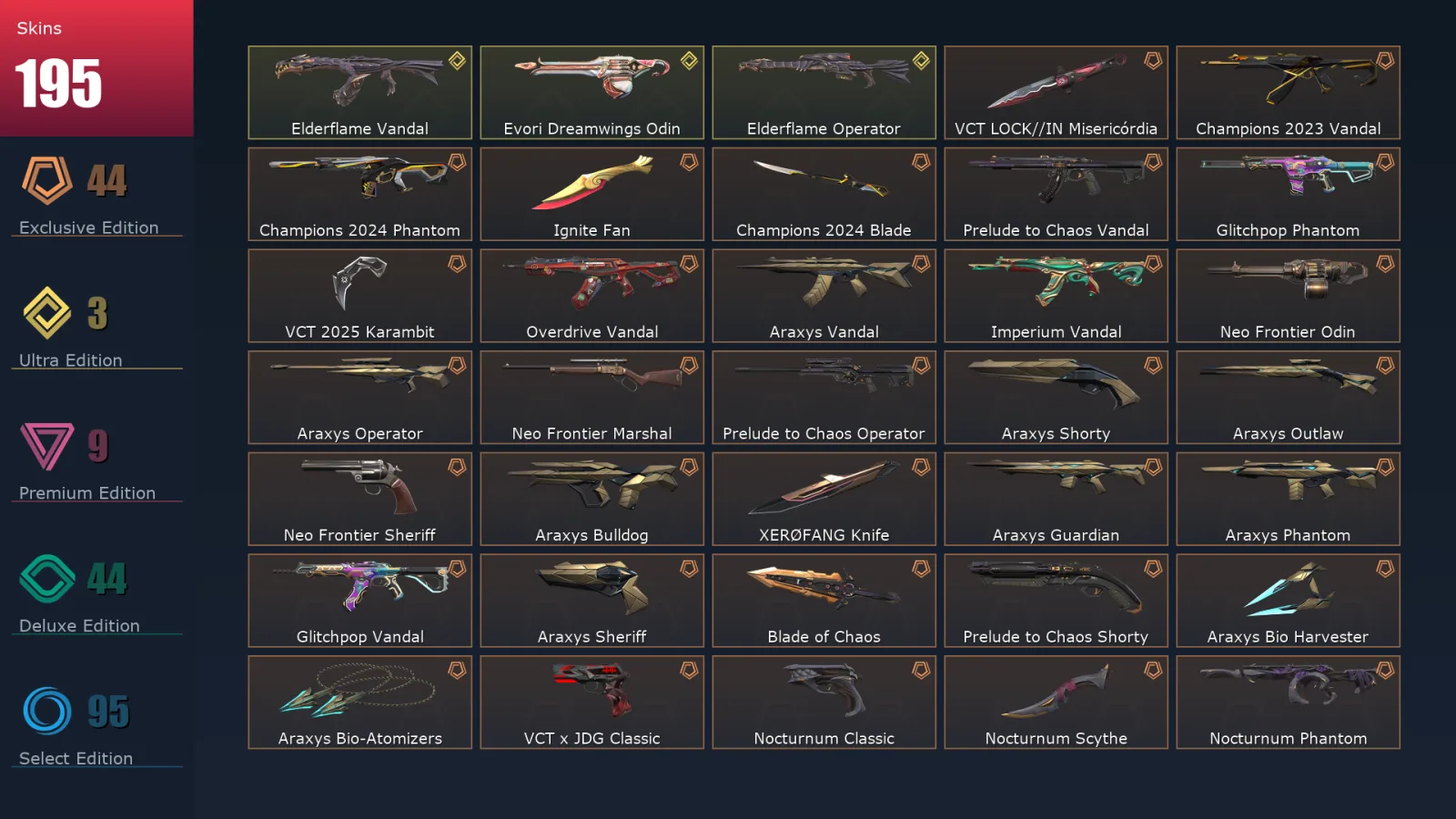 [Valorant] | EU | Level 325 | 29 Agents | 195 Skins