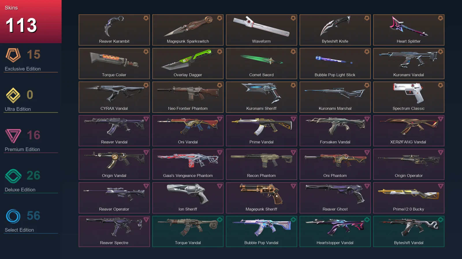 NA | Lv156 | Unranked | 113 Skin | 26 Agent | 88 Buddy — Byteshift Judge