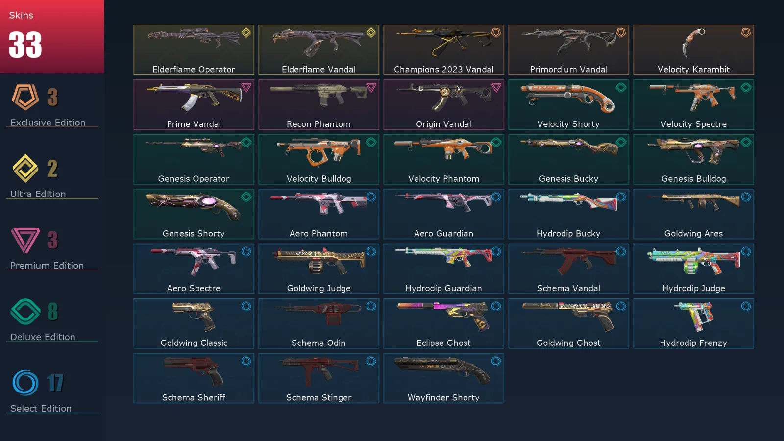 [Valorant] | EU | Level 73 | 26 Agents | 33 Skins