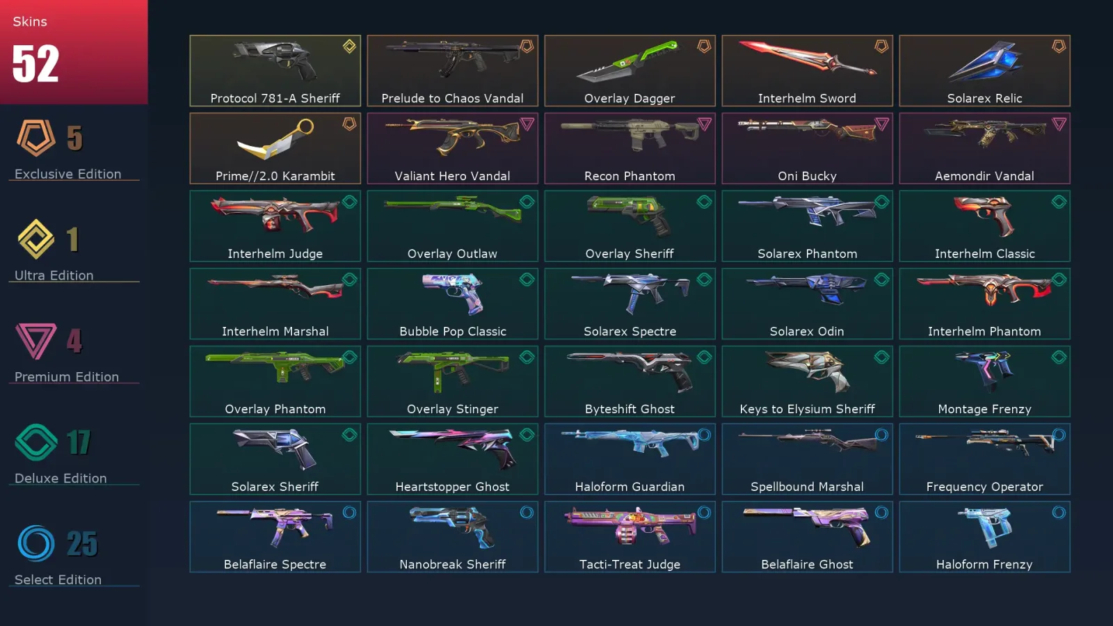 [Valorant] | EU | Level 211 | Ascendant 2 | 29 Agents | 52 Skins