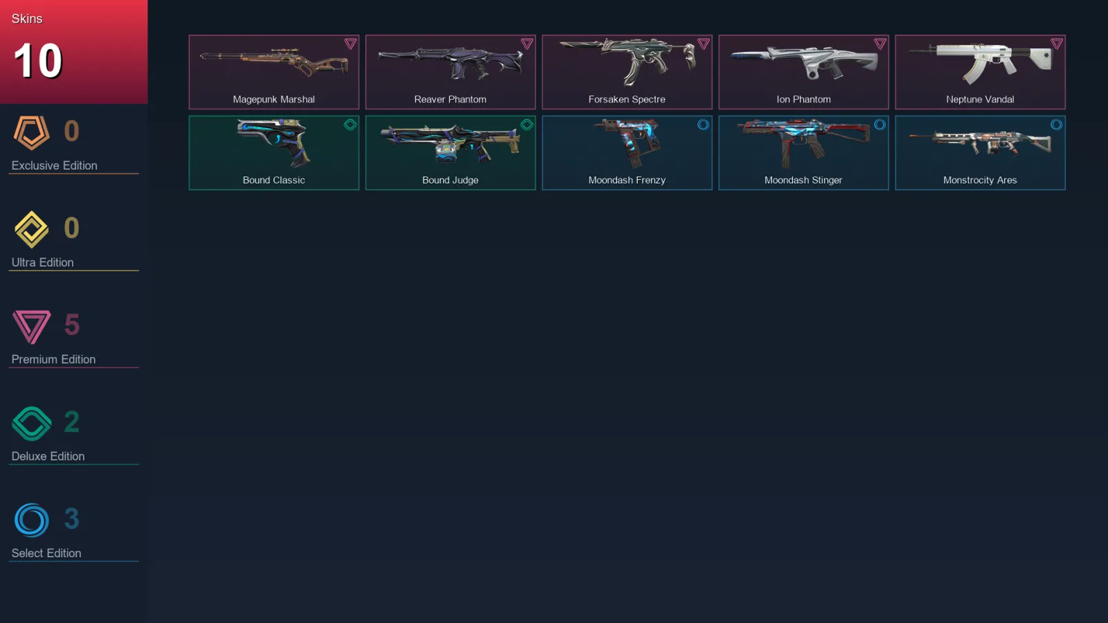 NA | Lv36 | Unranked | 10 Skin | 13 Agent | 19 Buddy &mdash; Valorant account with Classic skin