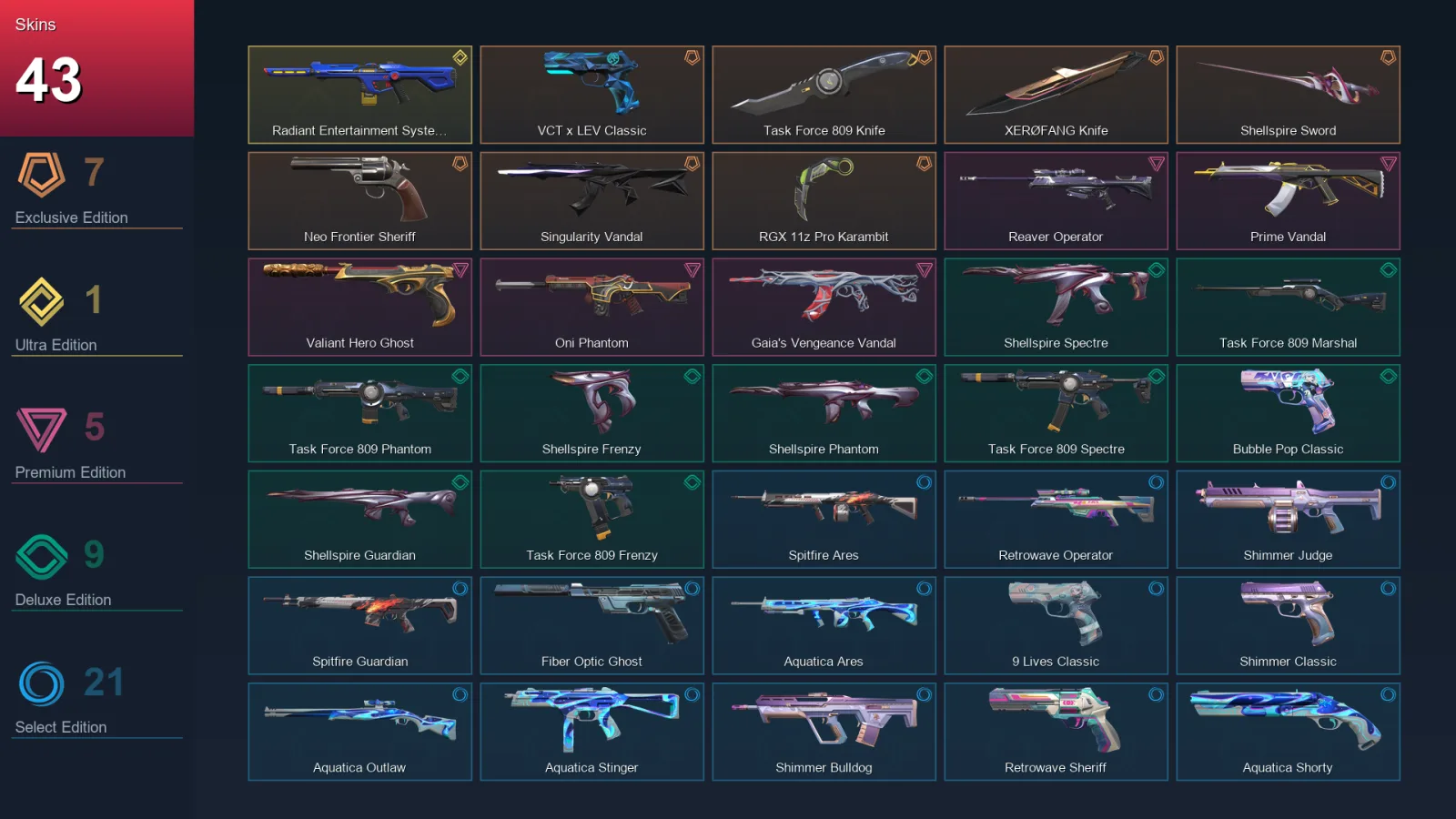 EU | Lv165 | Unranked | 43 Skin | 26 Agent | 88 Buddy