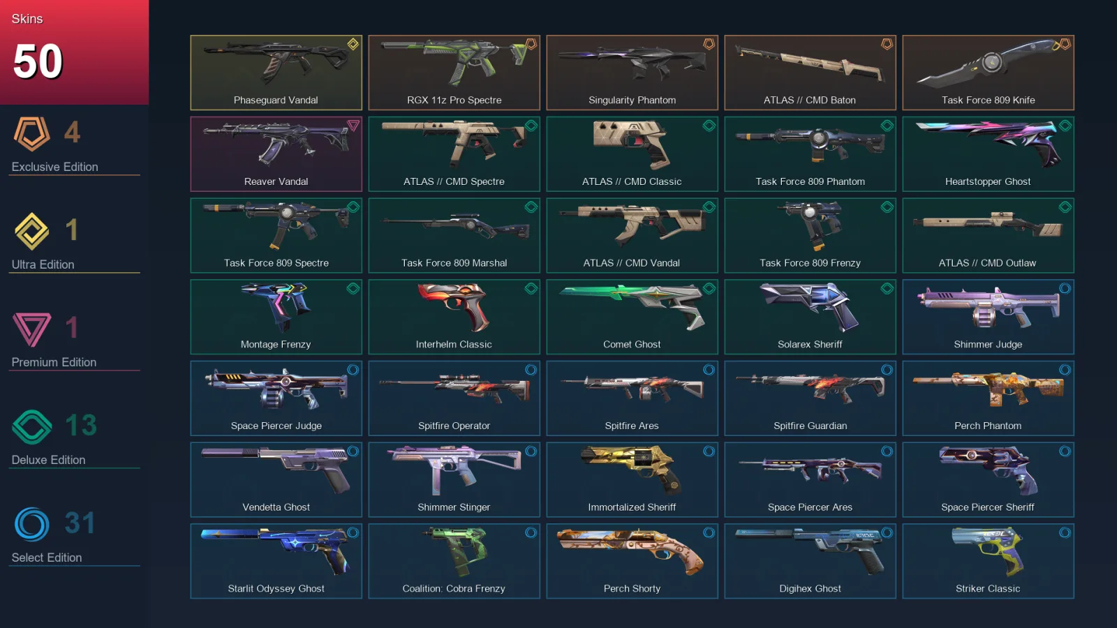 AP | Lv397 | Unranked | 50 Skin | 29 Agent | 134 Buddy