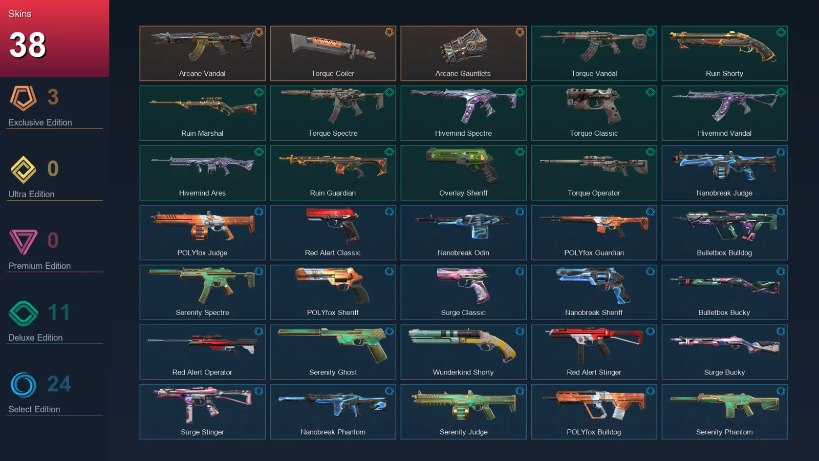 AP | Lv98 | Unranked | 38 Skin | 29 Agent | 72 Buddy