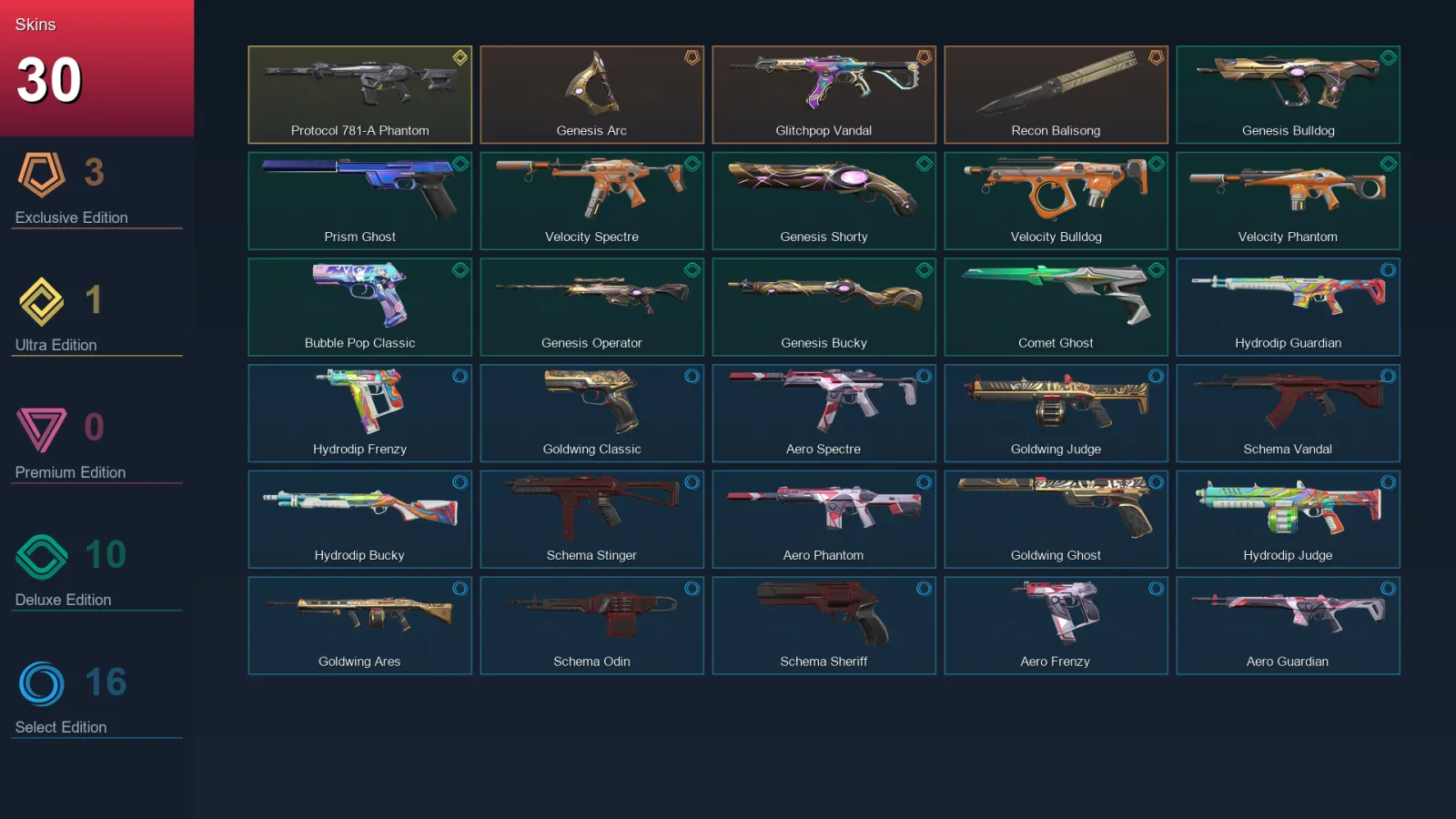EU | Lv106 | Unranked | 30 Skin | 27 Agent | 58 Buddy — Comet Ghost