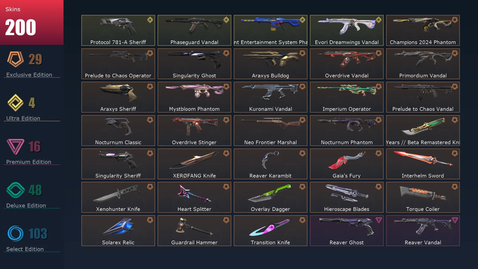 [Valorant] | EU | Level 180 | 14 Agents | 200 Skins