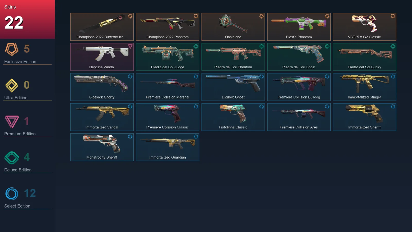 EU | Lv119 | Unranked | 22 Skin | 28 Agent | 57 Buddy — Champions 2022 Butterfly Knife