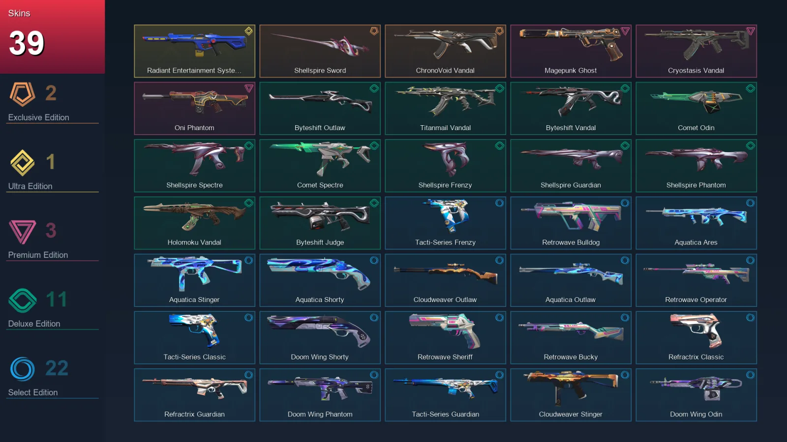 NA | Lv43 | Unranked | 39 Skin | 15 Agent | 28 Buddy