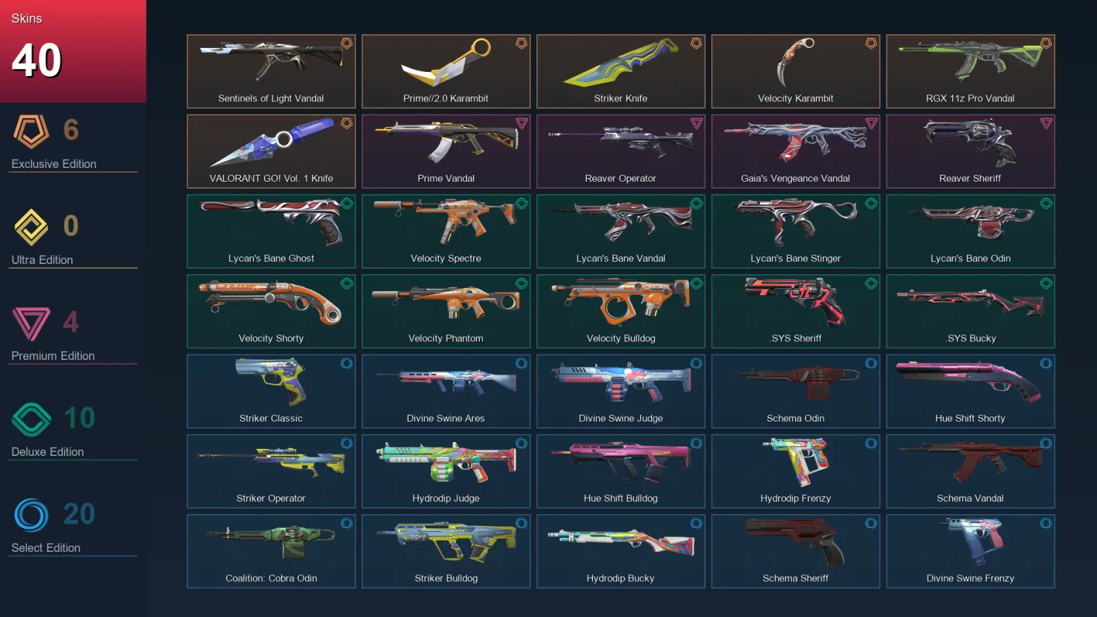 EU | Lv67 | Unranked | 40 Skin | 17 Agent | 37 Buddy