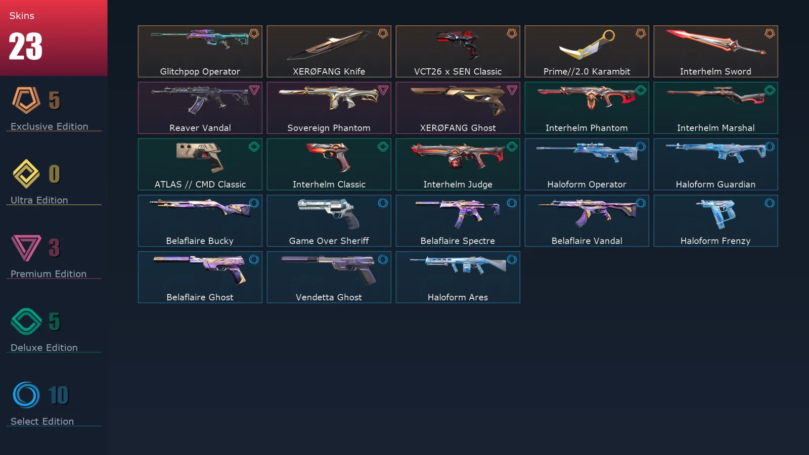 [Valorant] | EU | Level 83 | 11 Agents | 23 Skins