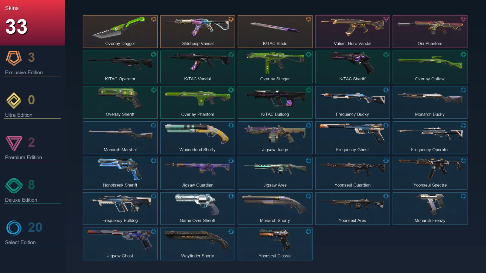 EU | Lv152 | Unranked | 33 Skin | 28 Agent | 84 Buddy