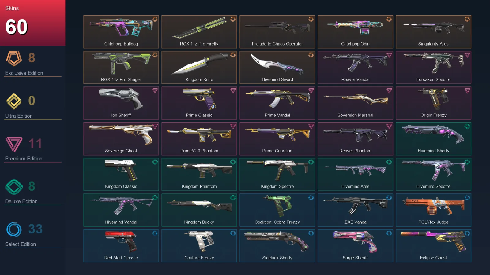AP | Lv194 | Unranked | 60 Skin | 27 Agent | 107 Buddy — Valorant account