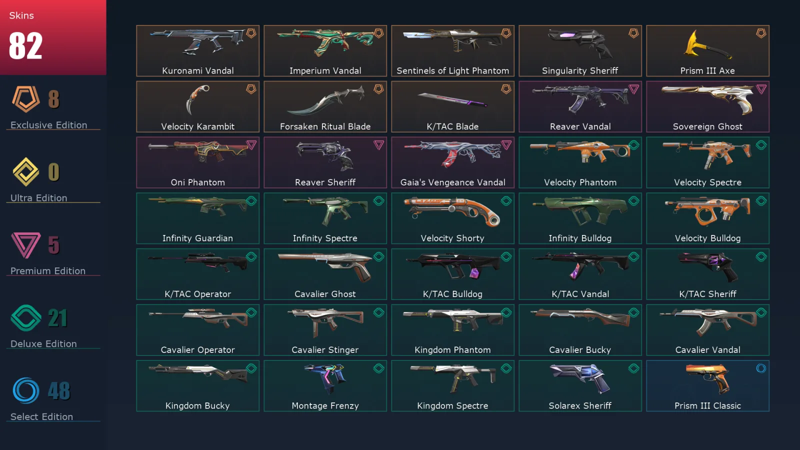 [Valorant] | EU | Level 261 | 29 Agents | 82 Skins
