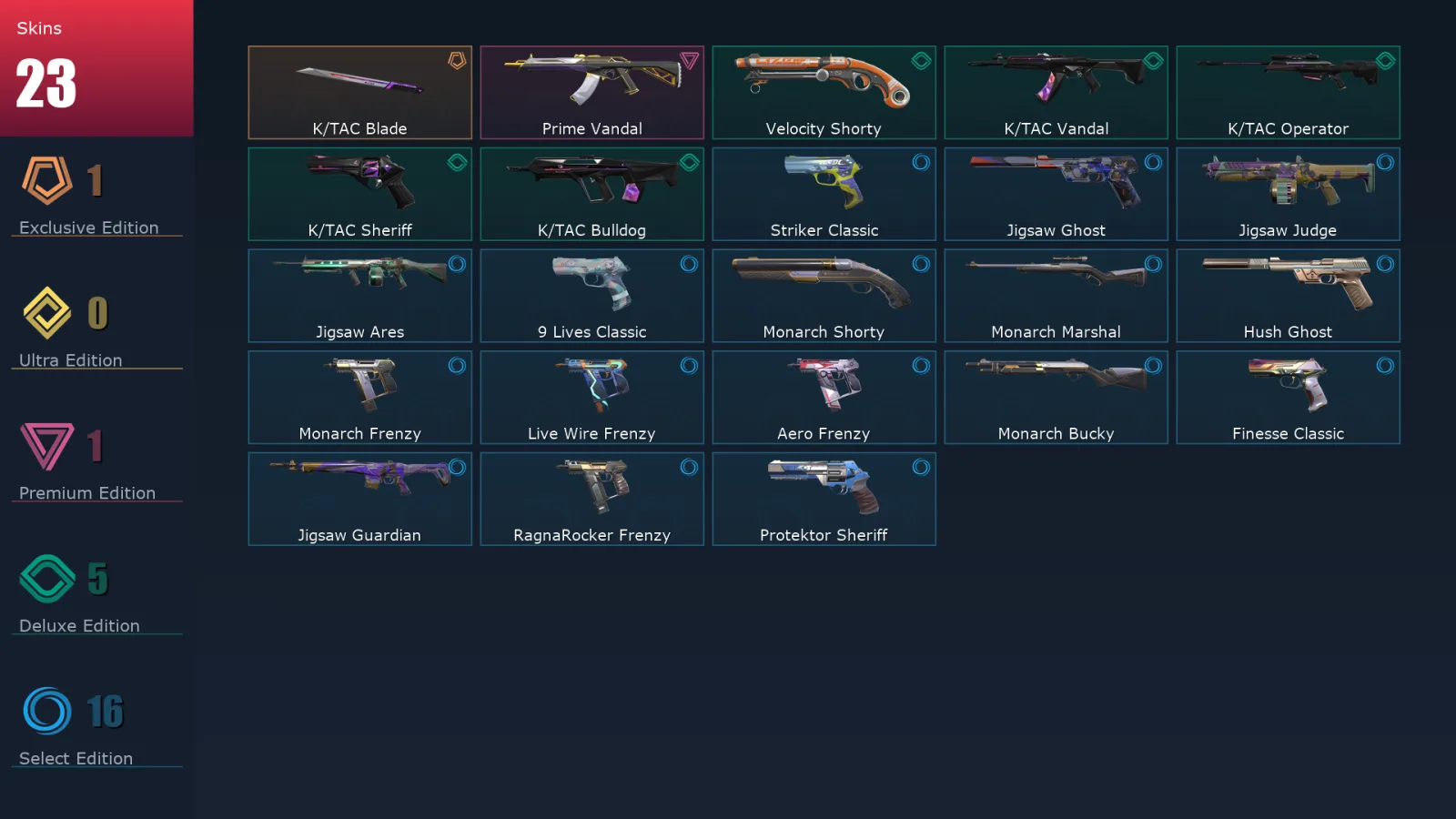 [Valorant] | EU | Level 164 | 23 Agents | 23 Skins