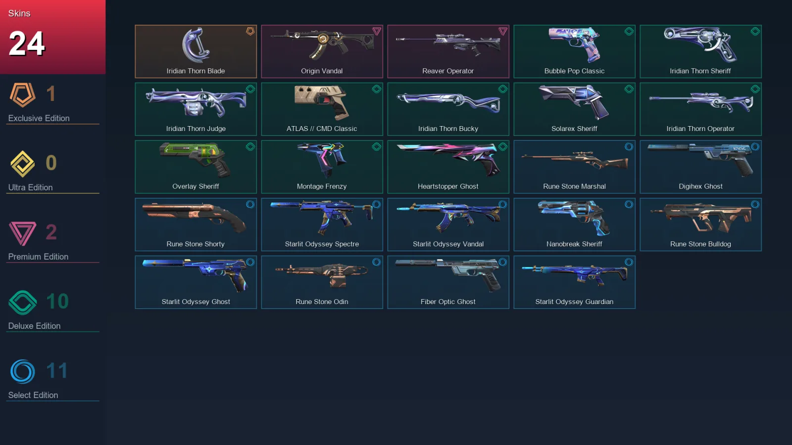 AP | Lv226 | Unranked | 24 Skin | 28 Agent | 87 Buddy