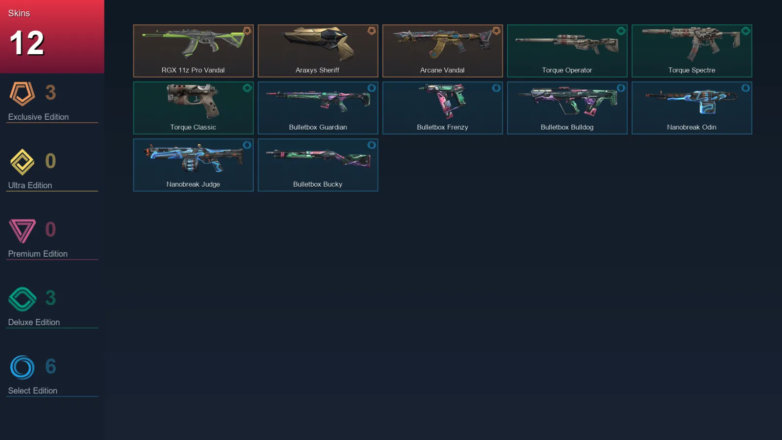 EU | RGX 11z Pro Vandal | Araxys Sheriff | Arcane Vandal | Torque Operator | 12 Skin | 10 Agent | 13 Buddy | Lv26