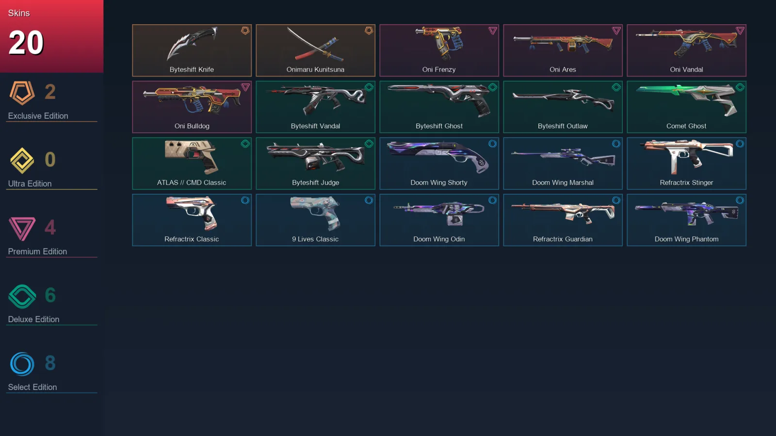 EU | Lv124 | Unranked | 20 Skin | 29 Agent | 60 Buddy