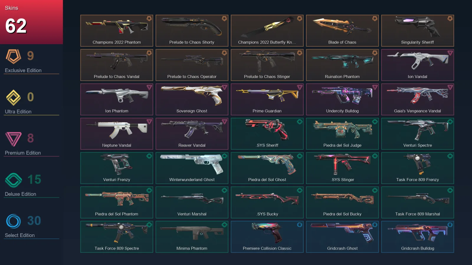 EU | Lv53 | Unranked | 62 Skin | 20 Agent | 47 Buddy — Valorant account