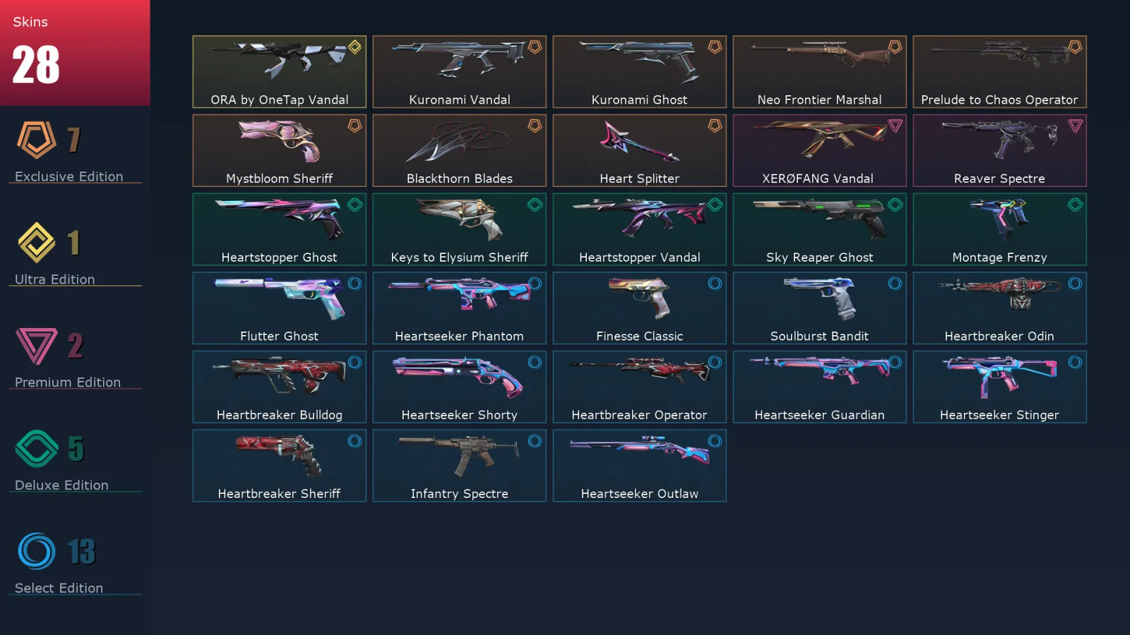 [Valorant] | EU | Level 128 | 23 Agents | 28 Skins