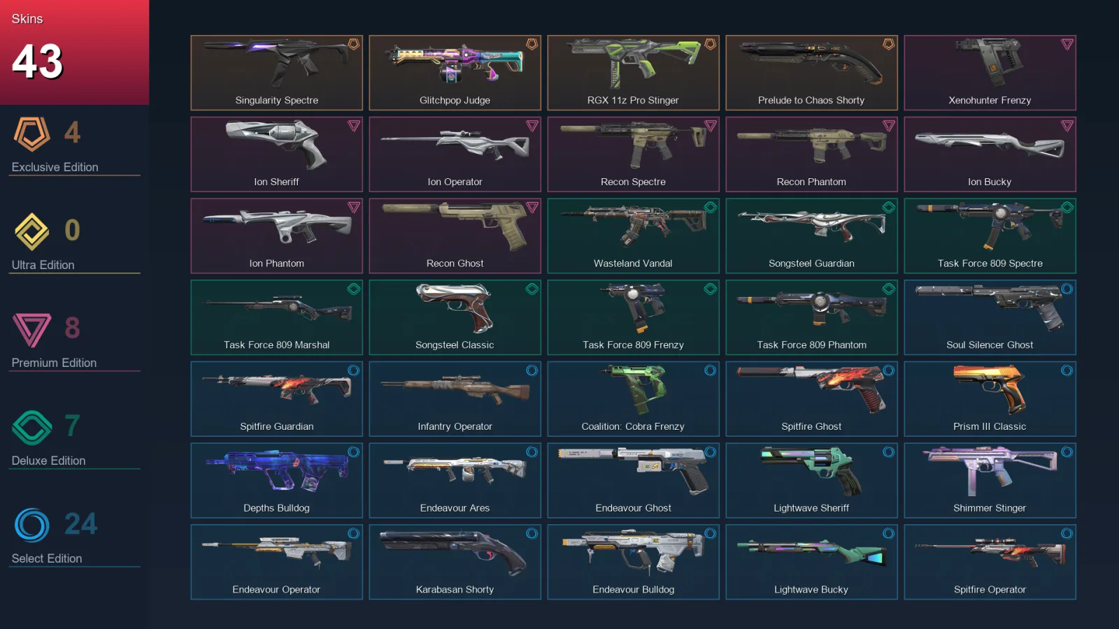 AP | Lv87 | Unranked | 43 Skin | 22 Agent | 61 Buddy